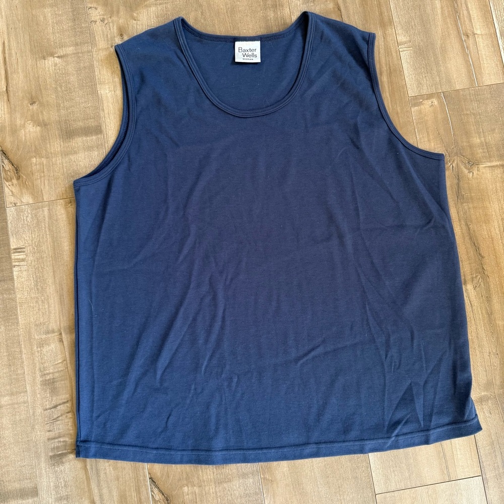 Baxter & Wells Woman Tank Top Navy Blue Women‎ 2XL Shell Sleeveless Basic